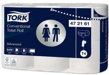 Tork Conventional Toilet Roll 2L 200v T4 - kart (6x8 st)